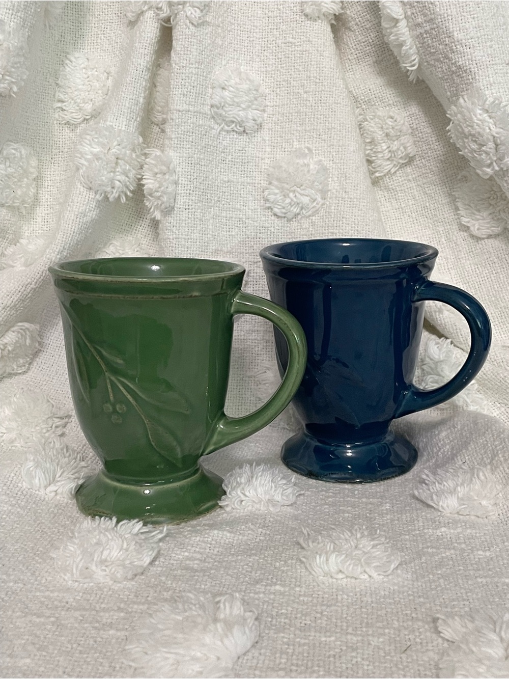 Vintage Bella Glazed Stoneware 4 1/2” Mugs by Debby Segura Blue Green